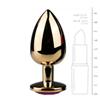 Metalen buttplug met paarse diamant - goudkleurig