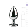 Zilverkleurige metalen buttplug met transparant kristal