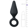 Zwarte buttplug met trekring - medium