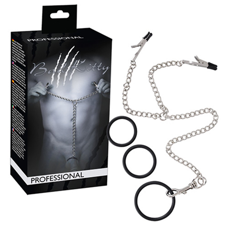 Cockring + Tepelklemmen - Zilver