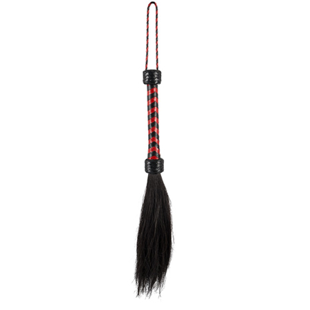 Le Whip zweep van paardenhaar - zwart/rood