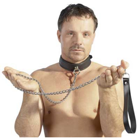 Aanlijnketting met lederen polsband