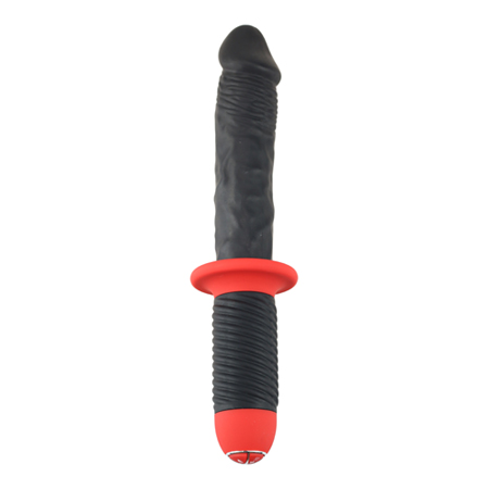 Vibrator dildo met handvat - Zwart/Rood