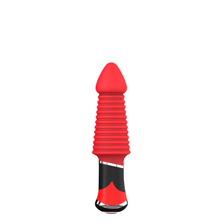 Rode Geribbelde Vibrerende Buttplug