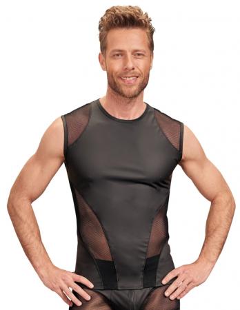 Leather Look Heren Top - Zwart