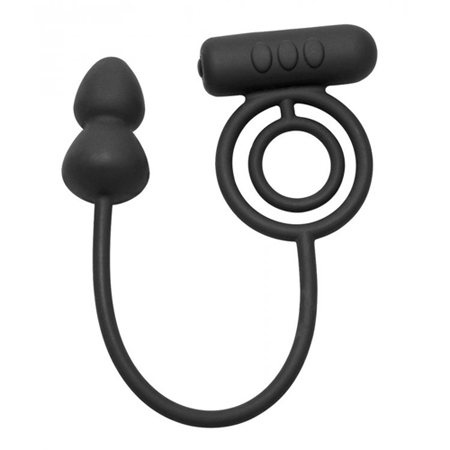 Vibrerende Cockring En Buttplug - Zwart