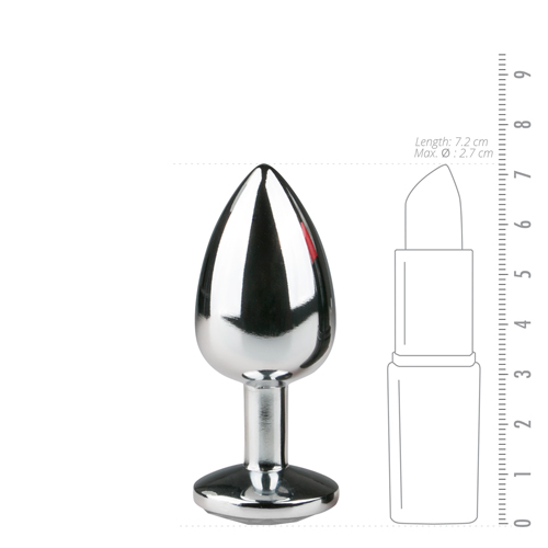 Metalen buttplug met transparante diamant